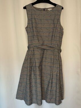 LLBean Signature Sleeveless Striped Midi Dress - Blue/Gray, Mauve/Tan